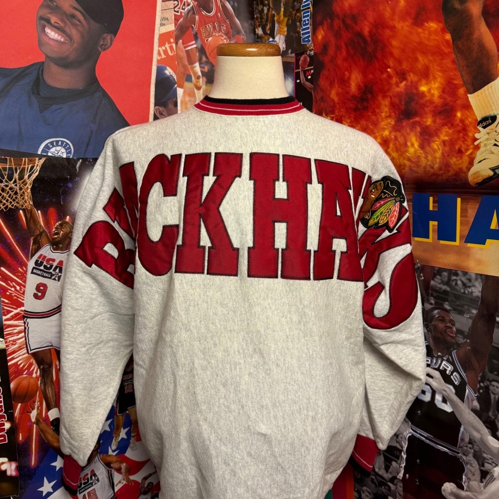 Vintage 90s Chicago Blackhawks Legends Athletic Hockey NHL Sweatshirt USA Sz 2XL